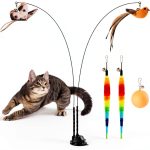 Suction Cup Cat Wand Toy Potaroma Dual-Wand Kitten Toy Charcoal Base-0