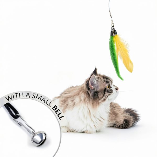 PAWSITIVE Interactive Cat Toys Feather Wand with 12 Refill Set-5