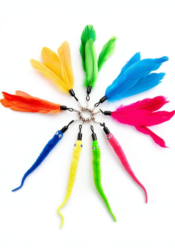 PAWSITIVE Interactive Cat Toys Feather Wand with 12 Refill Set-1